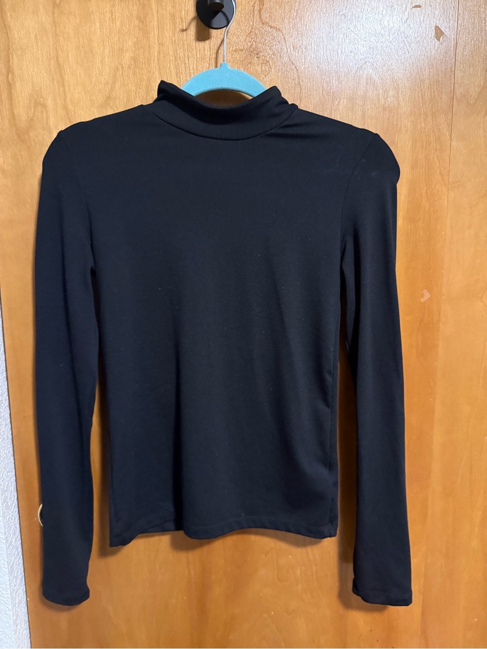 Classic Black Long-Sleeve Mock Neck Top